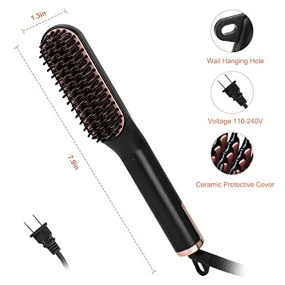 NIB Electric Beard Straightener Brush 3 Heat Settings Ceramic Plates Lightweight - Picture 7 of 10